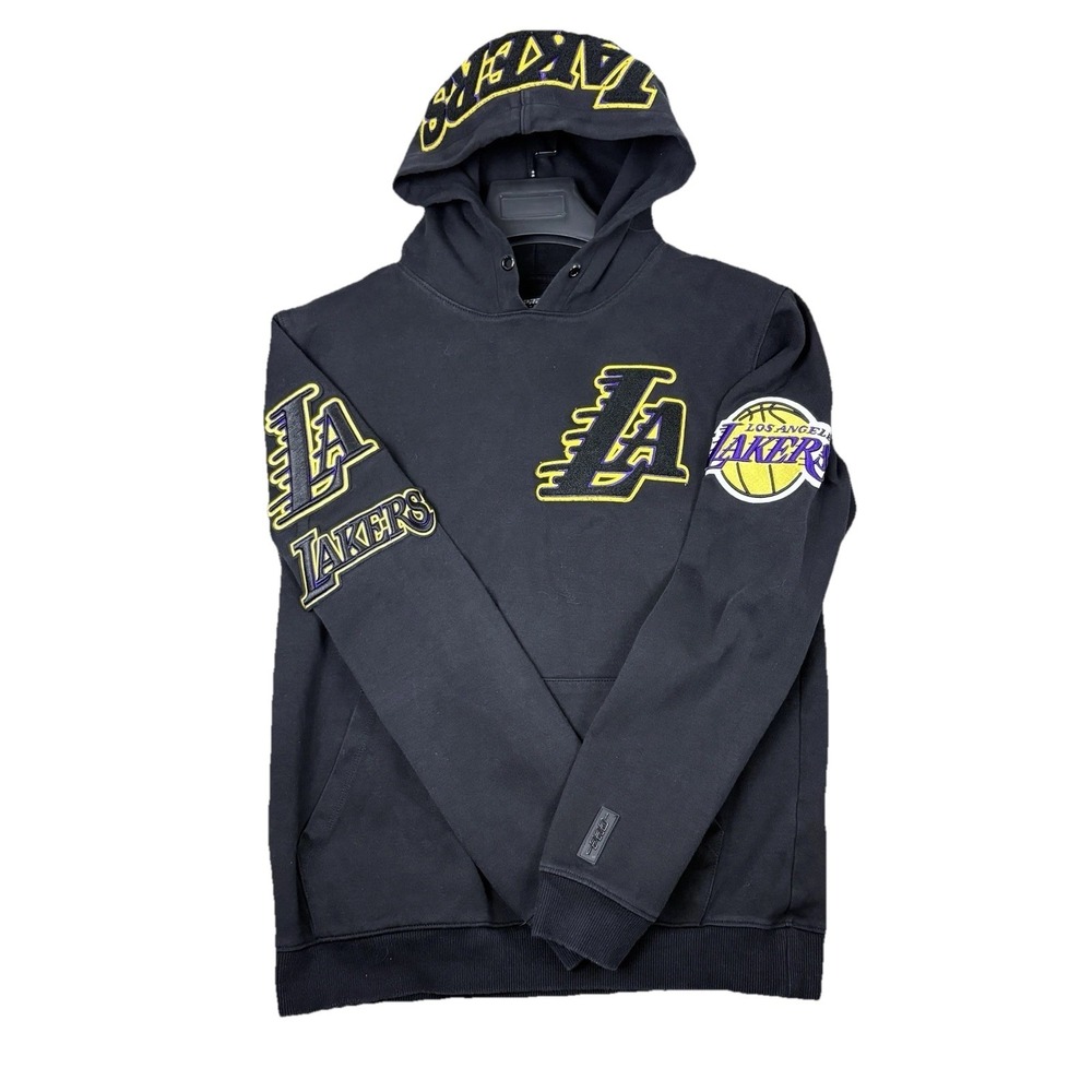 Pro Standard Los Angeles Lakers Black Hoodie Unisex S Patch Logos NBA Streetwear